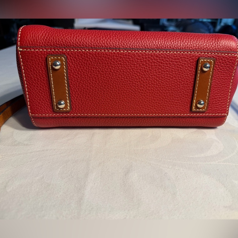 Dooney & Bourke Red Leather Textured Pebble Grain Satchel - Picture 7 of 15